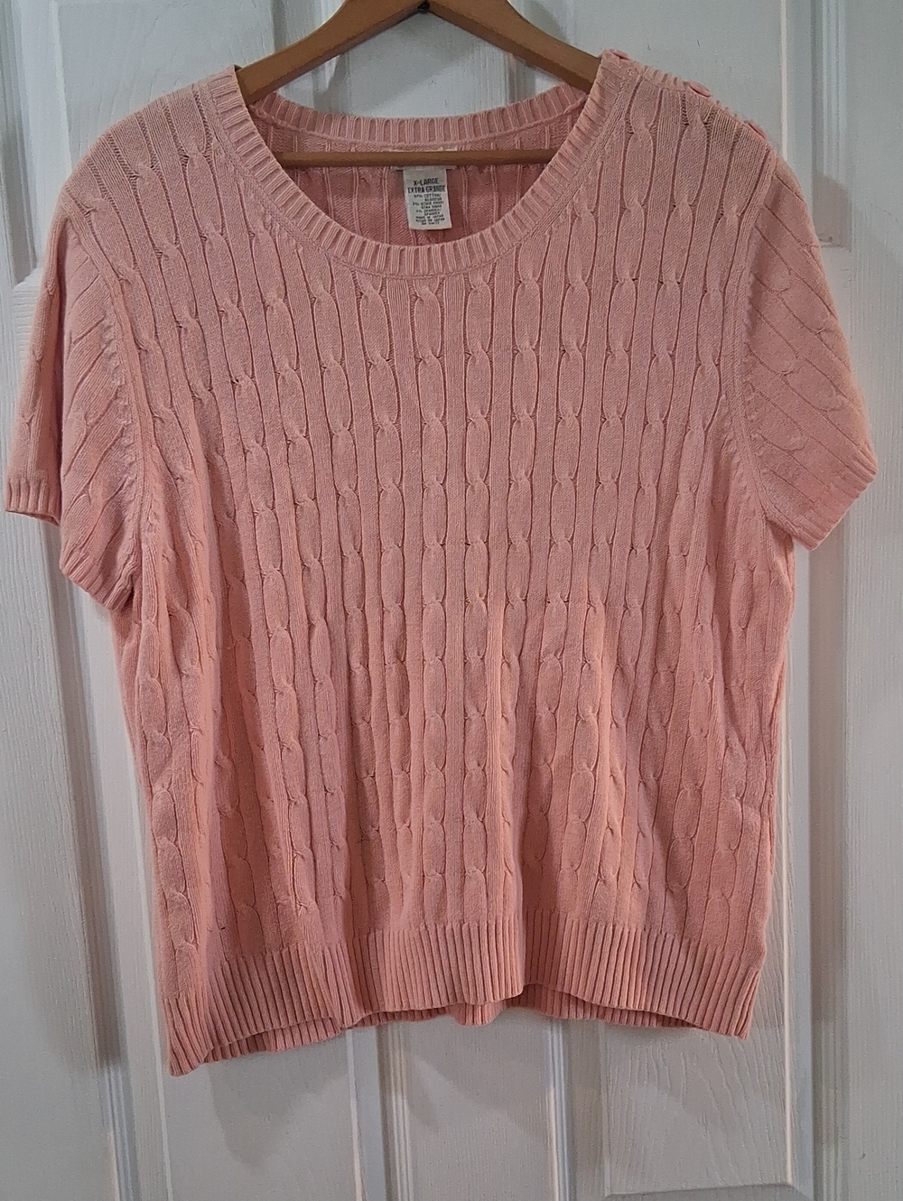 St. John's Bay Soft Pink Cable Knit Scoop Neck Sweater